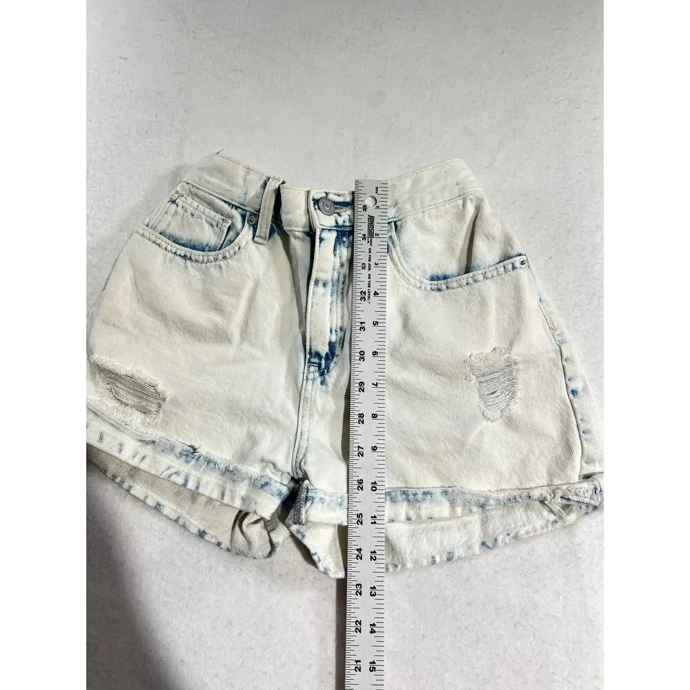 Old Navy Denim Shorts Girl's 14 Distressed Acid Washed Elastic Adjustable Waist